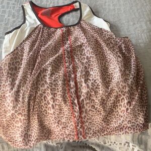 Leopard Print Sleeveless Top with Red Accents